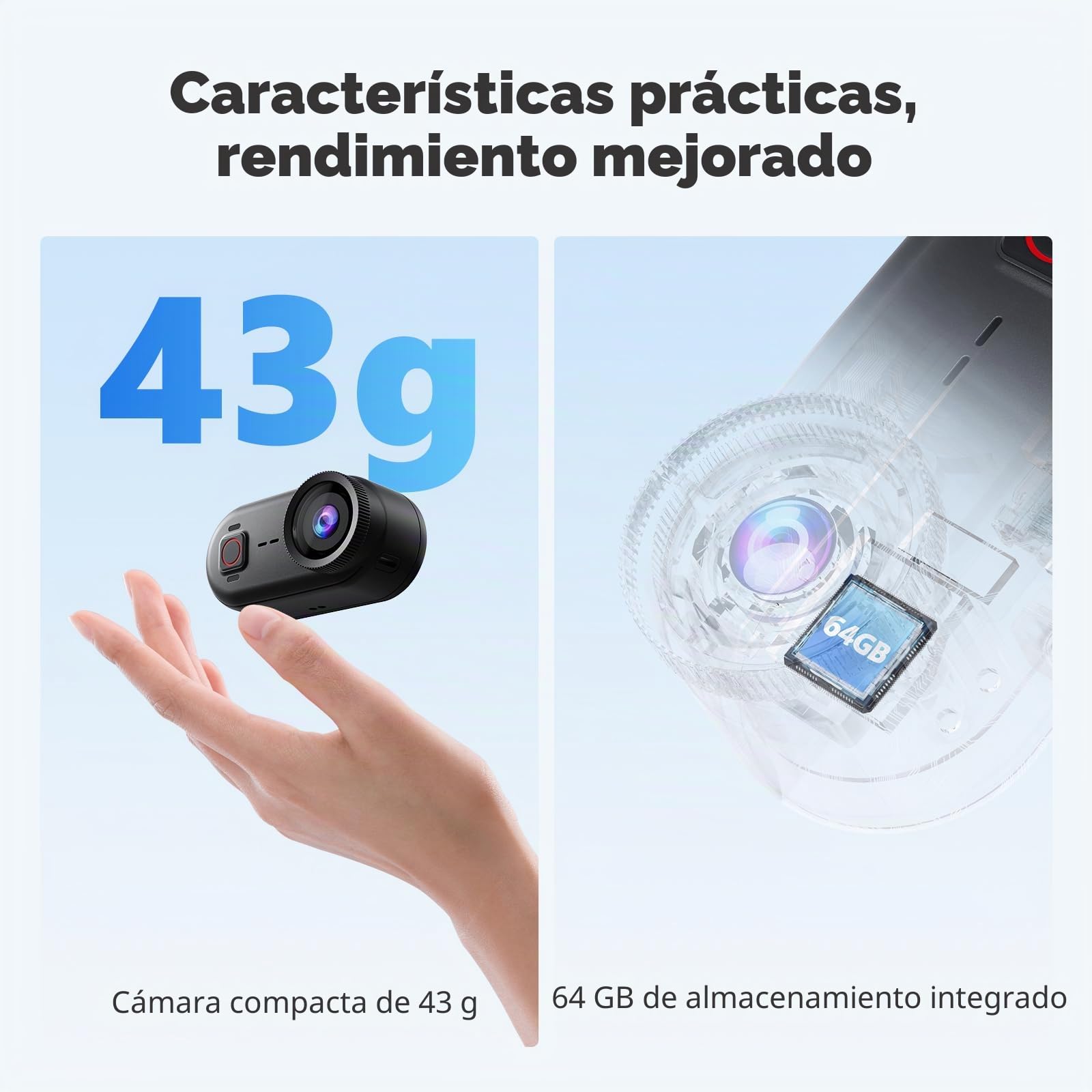4K Mini Camara Deportiva, 20MP Cámara Corporal,Tarjeta SD integrada de 64 GB,Estabilización de 6 Ejes Videocámara Cámara Portátil,Magnético Camara para Vlog Moto Bici