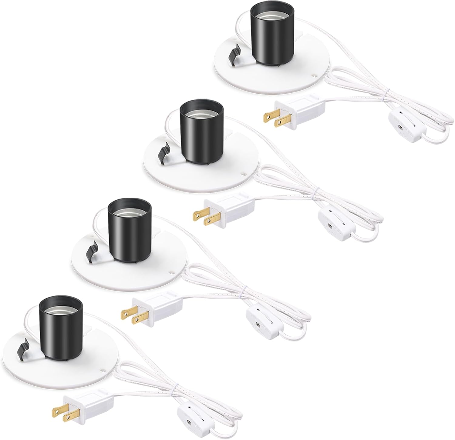 4 Set Blow Mold Light Kit Replacement, E27 E26 Single Bulb Cord Kit for Halloween,Christmas,Salt Lamp,Craft Indoor Outdoor Decorations,Salt Lamp Base with Switch Fuse Plug