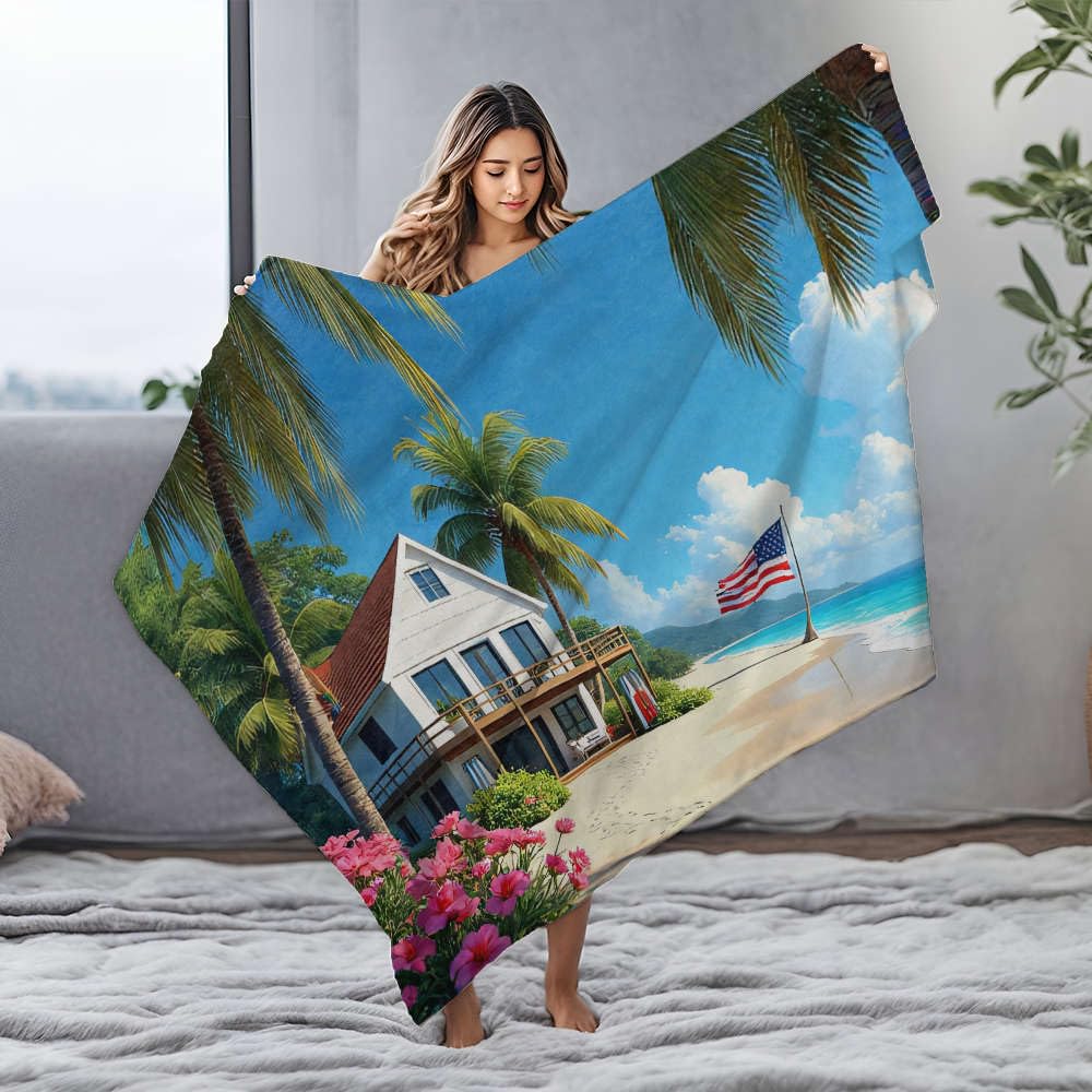 Couverture flanelle drapeau américain USA plaid chaud grand lit canapé 150x200cm