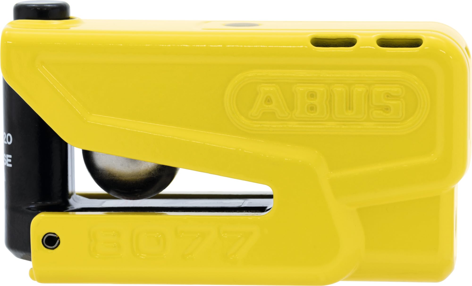 ABUS Blokada tarczy hamulcowej Granit Detecto XPlus 8077 2.0 Yellow z łańcuszkiem 12 KS Black Loop - połączenie zamka motocyklowego z alarmem i stalowym łańcuchem o grubości 12 mm - akcesoria