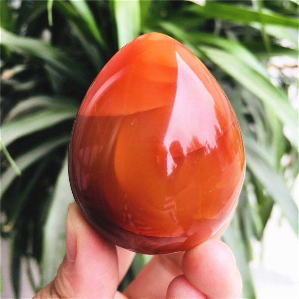 Œuf en agate rouge et cristal de quartz poli pour décoration d'intérieur naturelle