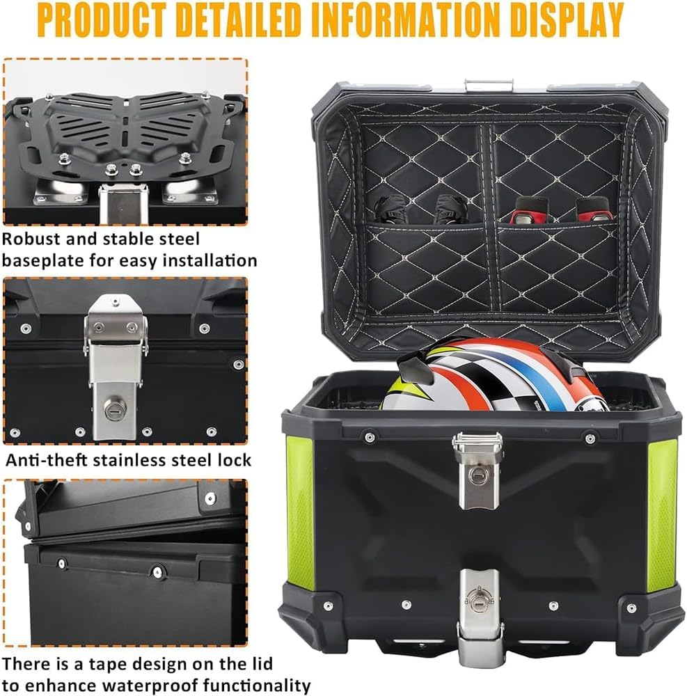 NCONCO Top Case For Motorcycle, 45L Motorcycle Top Case Aluminum - View #4