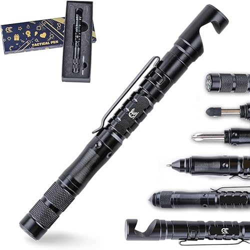 Bolígrafo táctico 8 en 1 multiherramienta con soporte para teléfono, lápiz capacitivo, regalos para hombres, bolígrafo EDC para autodefensa, uso