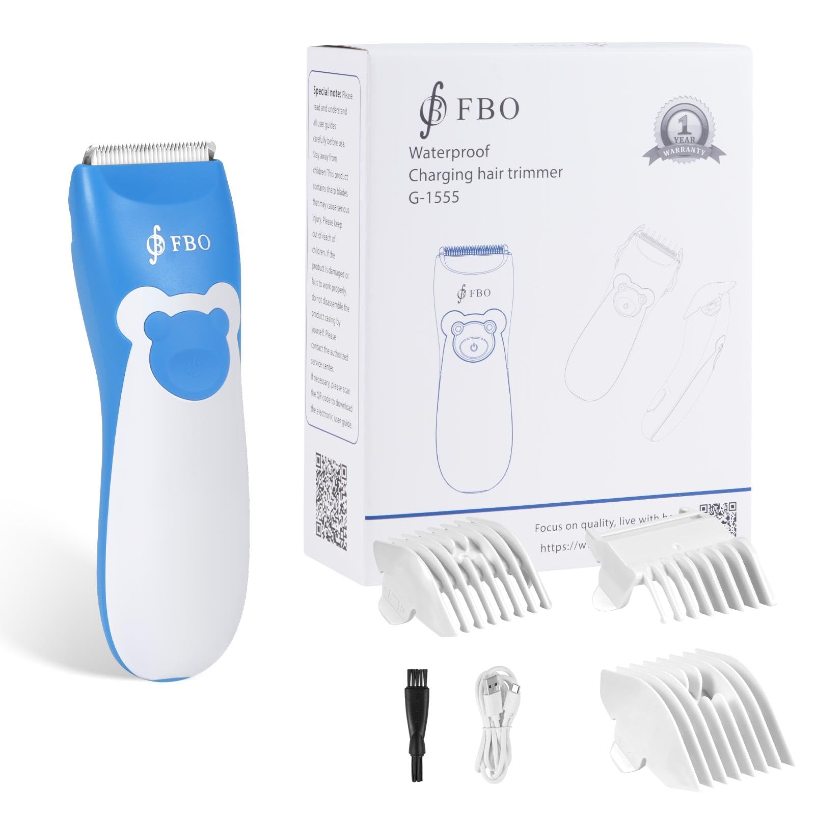 FBO Bikini Trimmer & Adult Painless Electric Shaver,Baby Hair Clippers Kit,Infant Kids Multipurpose Hair Trimmer-Quiet,Cordless,Waterproof,Rechargeable,Sharp Durable,with Ceramic Blades,Blue-picture-43