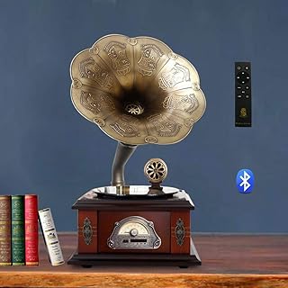 Portable Gramophone,Gramophone Record Player Retro Turntable, Vintage Wood Phonograph, A recorder