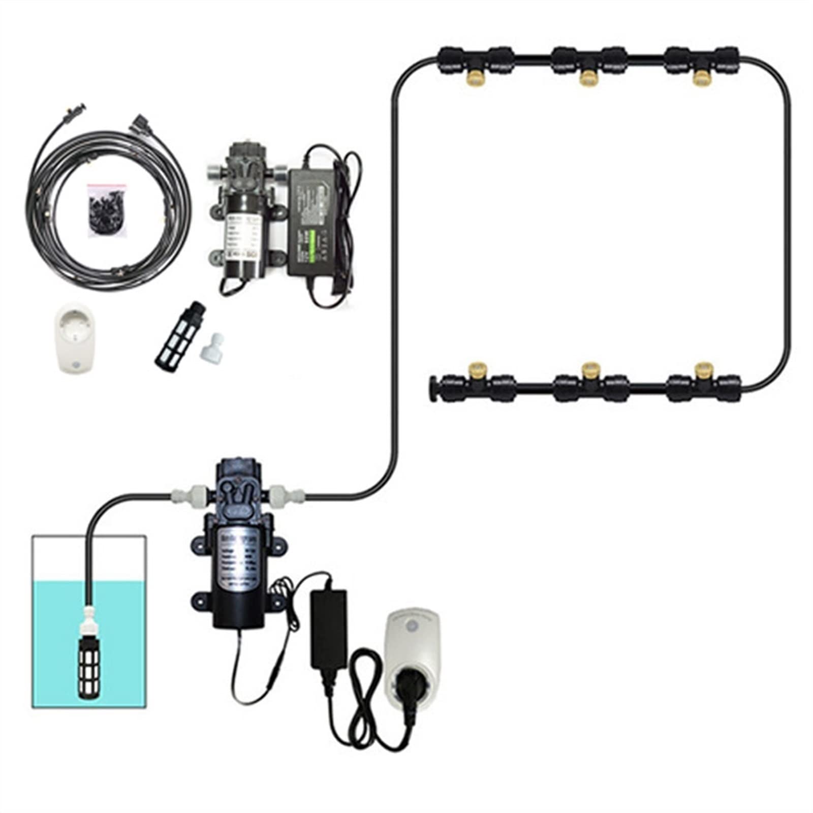 Kit de Sisteme de Enfriamiento por Nebulización con Bomba, Sisteme de Nebulizacion para Exteriores Terrazas Jardín Patio, Kits de Riego por Goteo para Césped, Flor, Invernadero (Size : 12m (36ft) pip