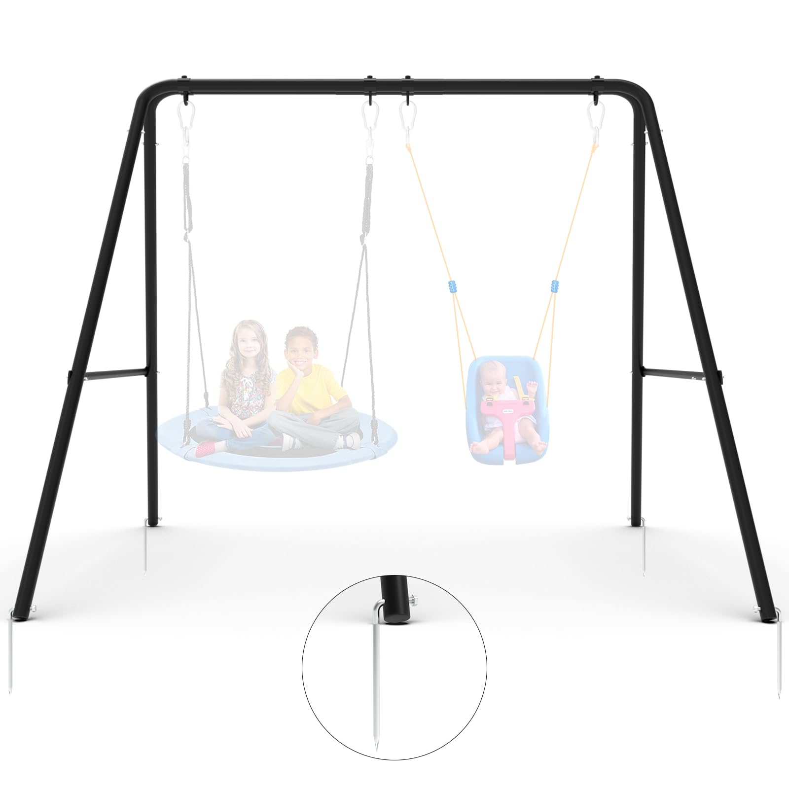 Swing Frame,Double Swing Stand(Adults & Kids) 500 lb Capacity,Heavy Duty Thickened Metal Swing Stand,Swing Frame Suitable for Multiple People,Swing Set Swing Not Included(Black)