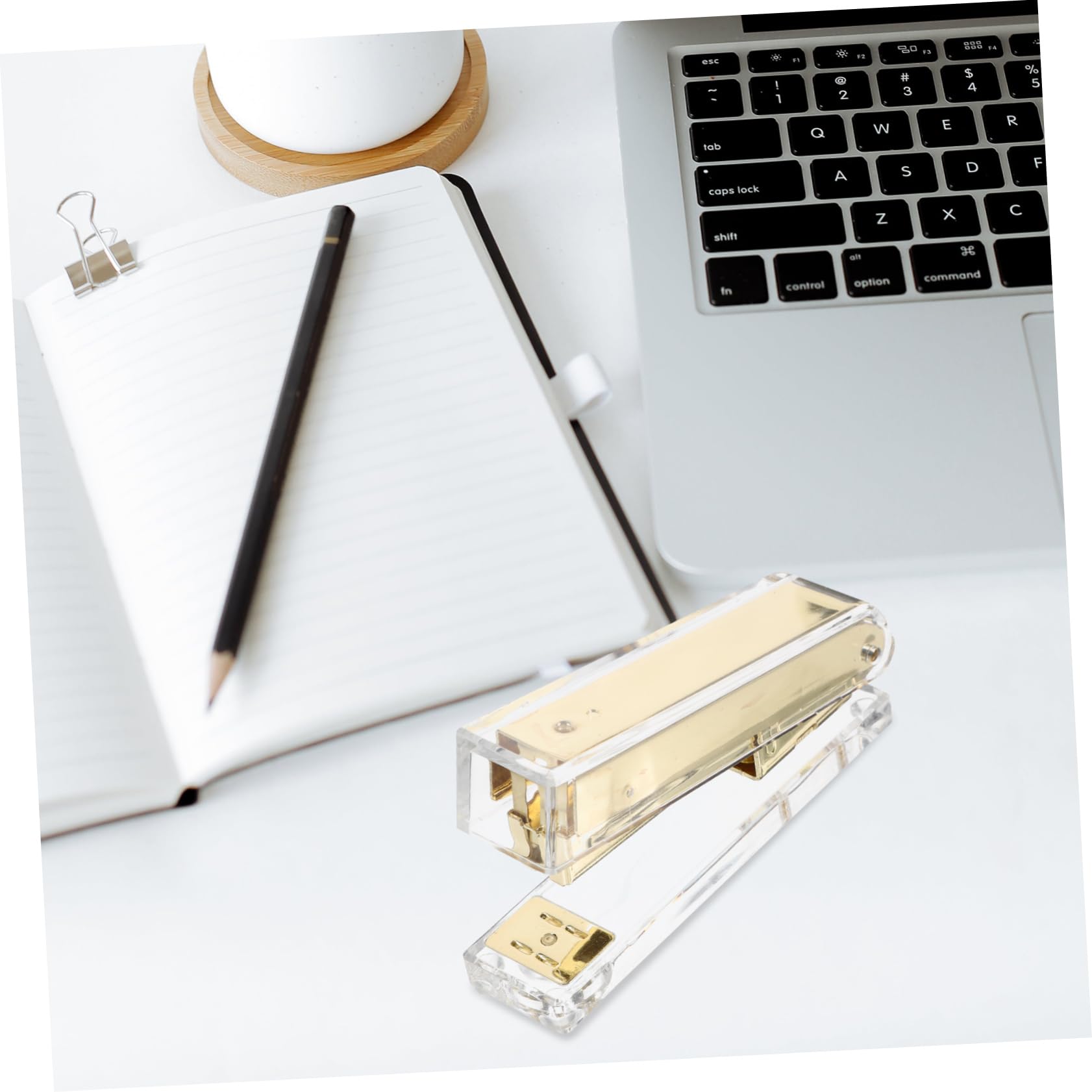 Angoily 2 Piezas Grapadora de Escritorio Transparente Multifuncional Ligera con Automático para Oficina Escuela y Grapadora Manual Ergonómica de Acrílico Fácil de Usar y