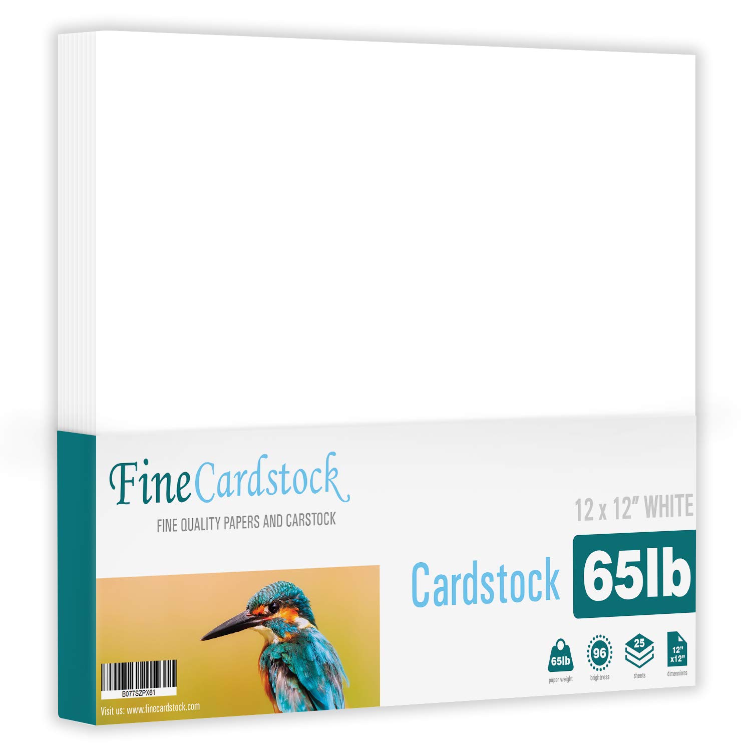 12 x 12 Fine Square Cardstock - Bright White Thick Paper Card Stock - Smooth Finish | 65lb Cover (176gsm) | 25 Sheets per Pack | Multipurpose Blank