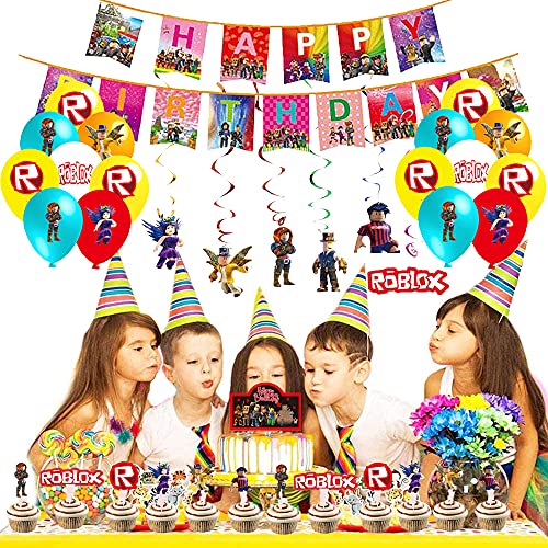 Feestbenodigdheden Roblox Verjaardagsdecoraties Roblox Ballonnen Roblox Verjaardagstaart Decoraties Roblox Verjaardag Banner Roblox Feestdecoraties Roblox Opknoping Swirl Plafonddecoraties - Image 8
