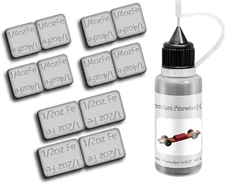 DerbyCraftPro Pinewood Car Weights Kit-4.5oz Total|Derby Car Weights+Graphite Powder| 4oz Zinc-Coated Weights(12 Pcs) & 0.5OZ Graphite Lubricant –Long-Lasting Anti-Rust Finish - Precise COG Adjustment