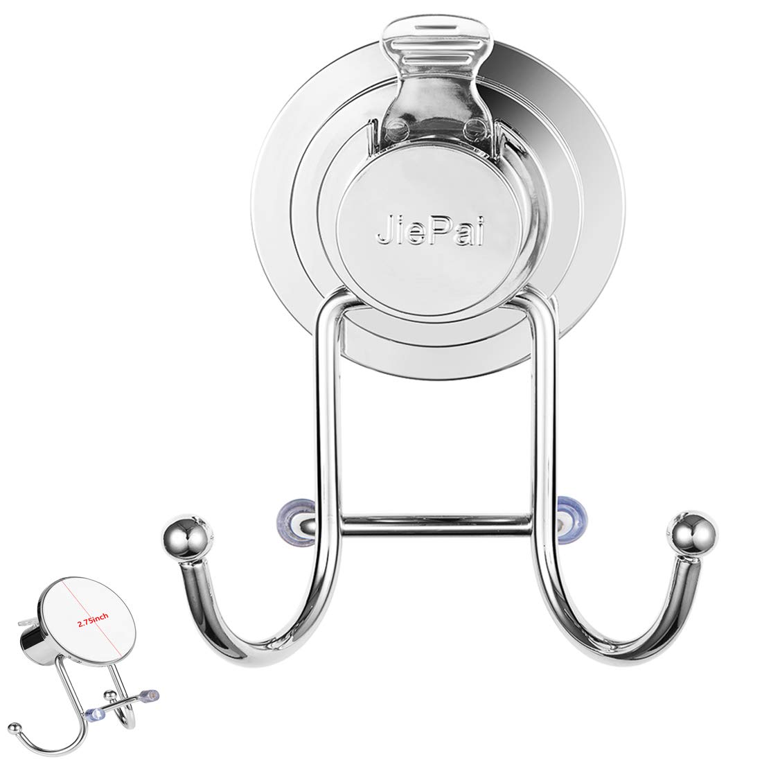 JiePai - Gancho con Ventosa para Toallas, Cromo, Soporte para baño, Cocina, Puerta, Organizador de Toallas de Acero Inoxidable para Toallas, Albornoces, lufas, Abrigos, Bolsas