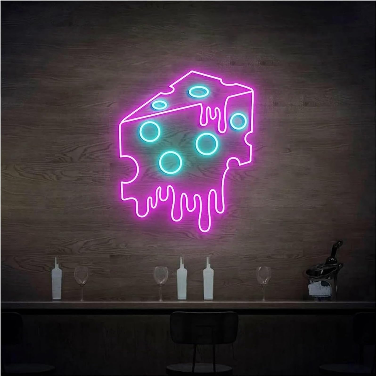 Aextroi neon Lights Sign Soothing Ambiance Neon Signs for Cheese Powered by Adjustable Brightness Lights(C)