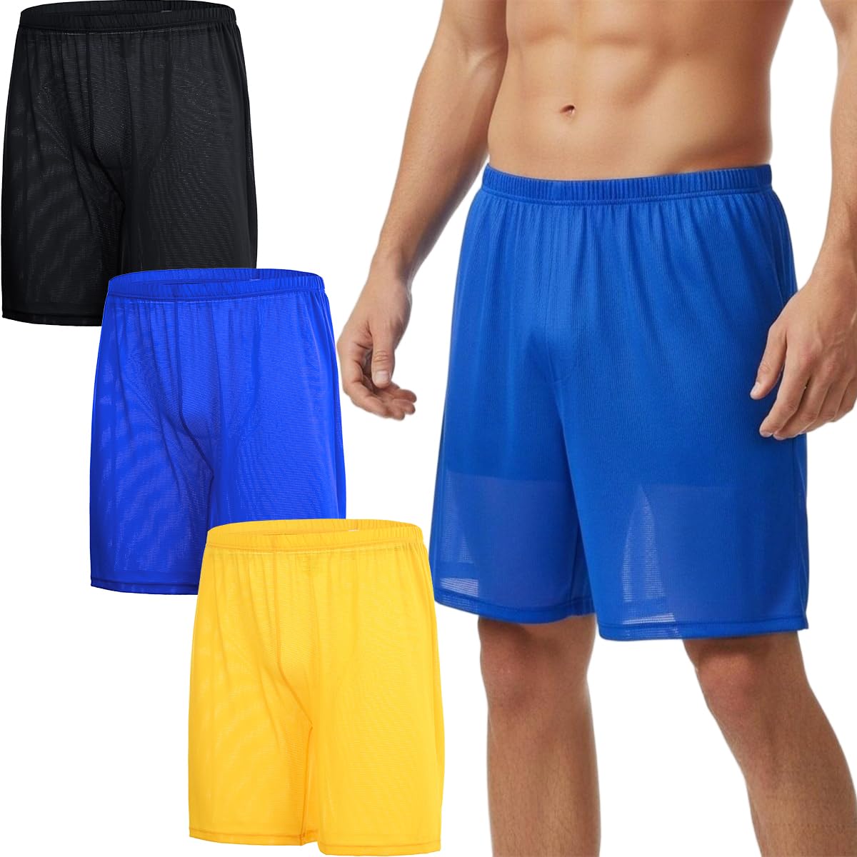YINYOUYU Mens Mesh Shorts 9 Basketball Sport Gym Workout Running Athletic Quick Dry Long Shorts