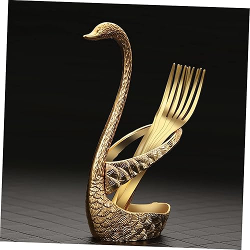 Vista 2 de DECHOUS Soporte organizador único de aleación de zinc para cubiertos de cisne para decoración de cocina