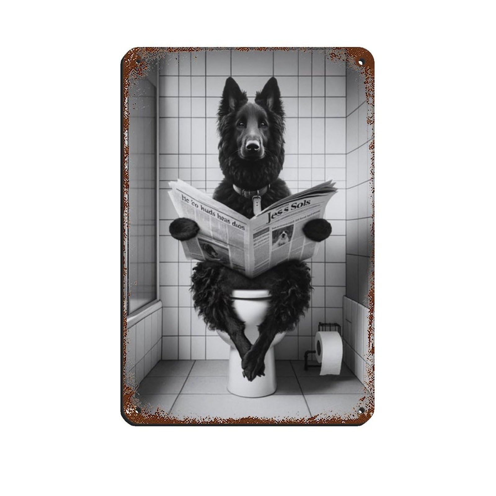 Lxwnze 20L X 30W Cm Croatian Sheepdog, Funny Bathroom Decor Tin Sign Vintage Metal Pub Club Cafe Bar Home Wall Art Decoration Poster Retro 8X12inch(20X30cm)
