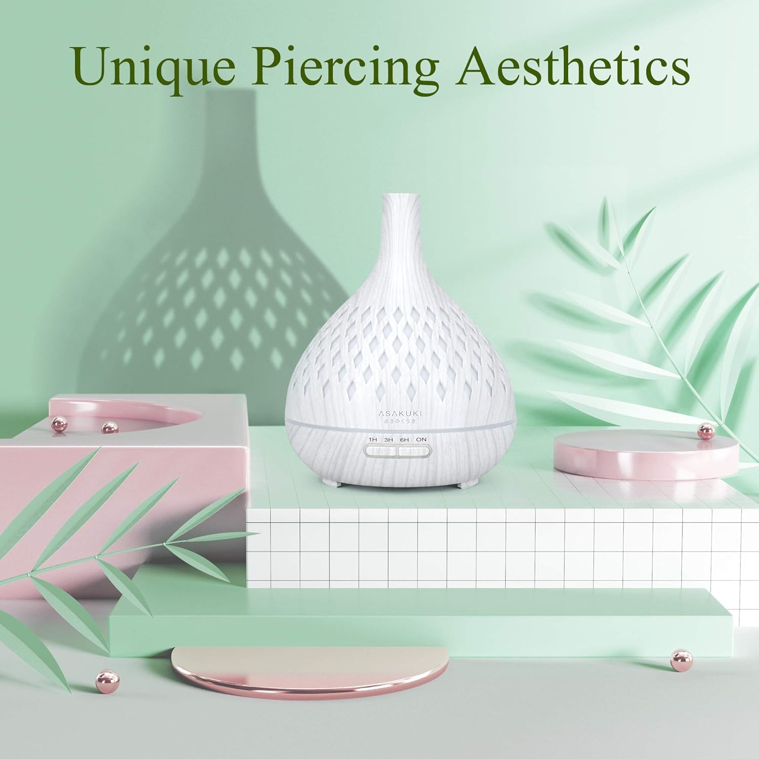 ASAKUKI Essential Oil Diffuser 400ML Aromatherapy Humidifier with 7-Color Light, Small Home Diffuser and Perfect for Relaxation (White) - Image 2 thumbnail