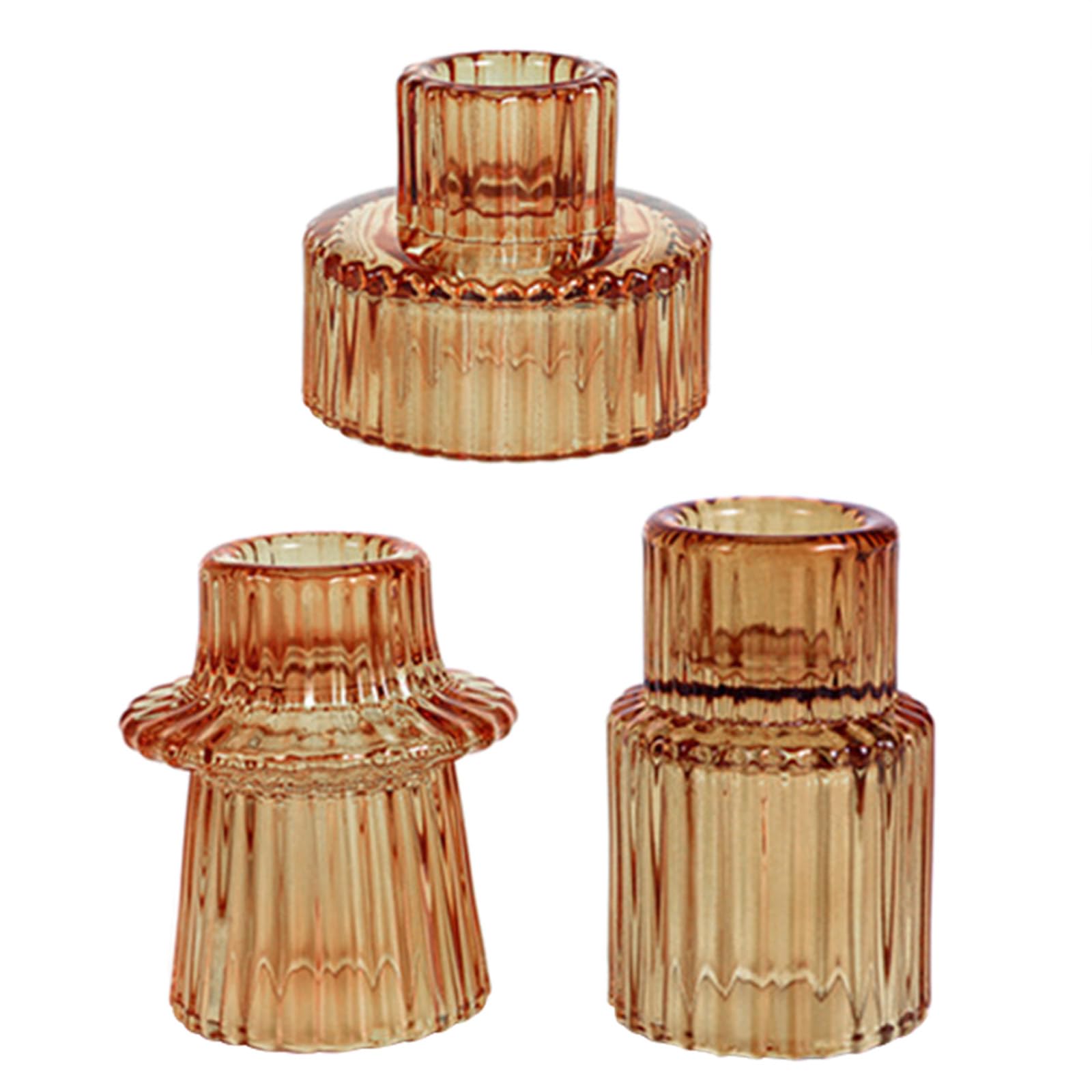 carotoe 3pcs Glass Tealight Holder Cup for Festive Event Intimate Dinners Wedding Holder Ornaments Home Decor Accessories