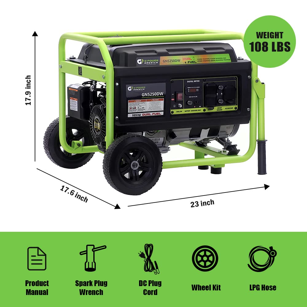 ポータブル発電機 ガソリンエンジン 緑色　ジャクティー Amazon | Green-Power America ポータブル発電機 5250ワット ガソリン
