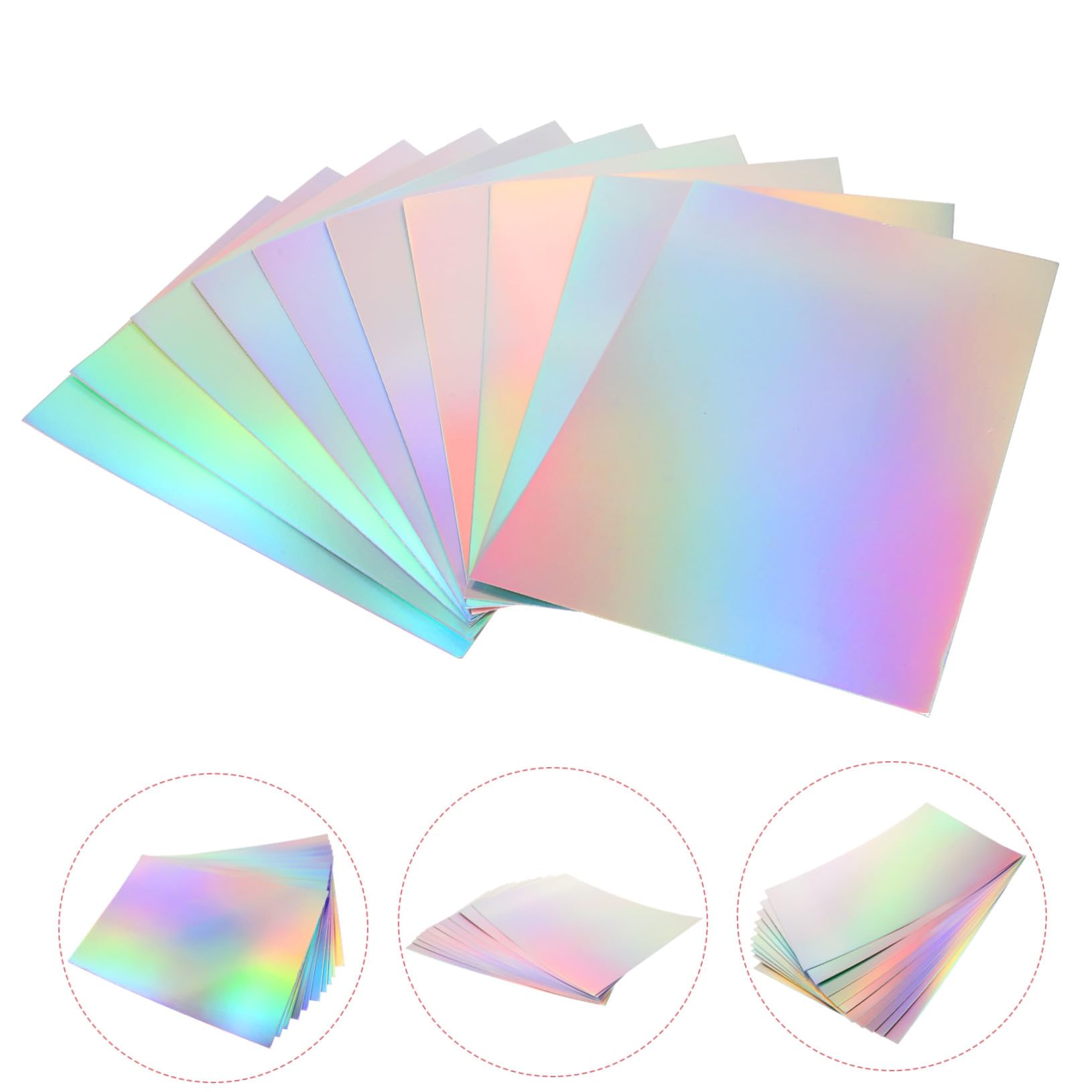 Operitacx 50 Papeles Decorativos Plegables de Cartón para Manualidades, Papel Holográfico Fácil de Usar, Formato Cuadrado A4 Adecuado para Proyectos Artísticos y Recortes