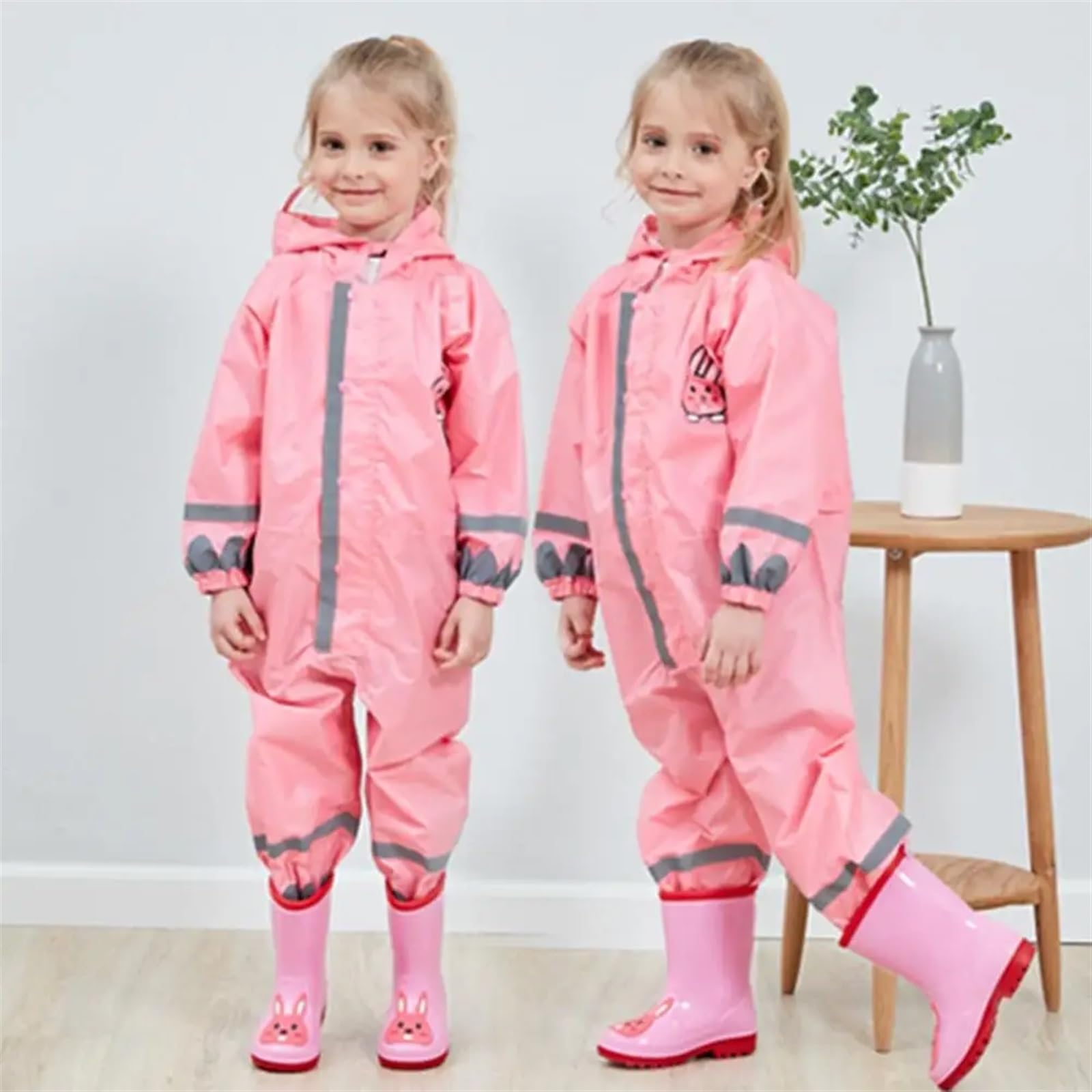 Chubasquero NiñO Chubasquero for niños y niñas, Mono Impermeable con Capucha, Ropa Impermeable y Pantalones for niños de 1 a 10 años, 1 ud.(Yellow,L)