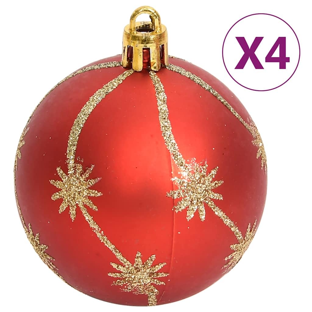 108-tlg. Weihnachtskugel-Set Golden und Rot, Kunststoff, Glitzer,