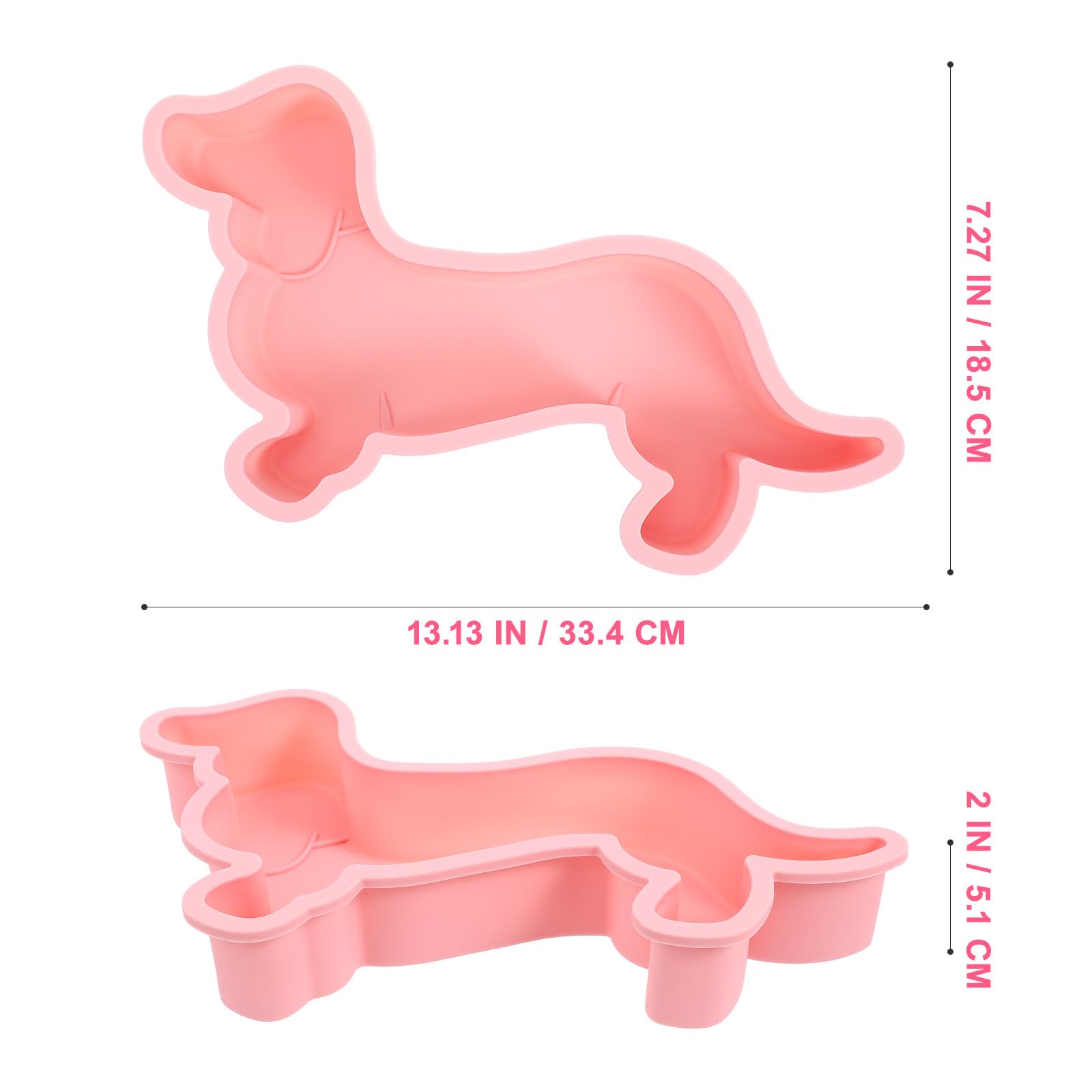 CANIGHT Stampo in Silicone Antiaderente Piena a Forma di Cane Set 2 Pezzi Rosa, Resistente al Calore per Cioccolato e Pudding per Feste e Decorazioni Dolci
