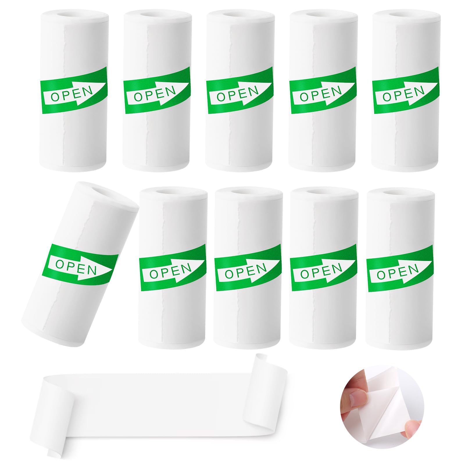 VMUTGA 10 rolek papieru termicznego, papier do mini drukarek termicznych, rolki papieru termicznego samoprzylepnego, papier do drukarek termicznych, naklejki do zadrukowania (55 mm * 25 mm * 3 m)