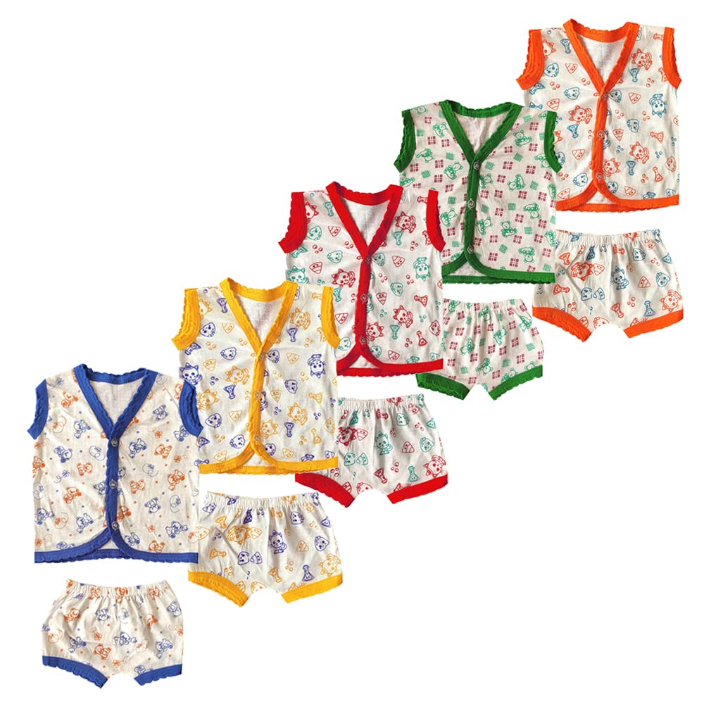 sr creations Unisex Newborn Baby 100% Cotton Bio Wash Sleeveless Jhabla/Tank top/Vest/t-Shirt Combo 0-3 Month-picture-42