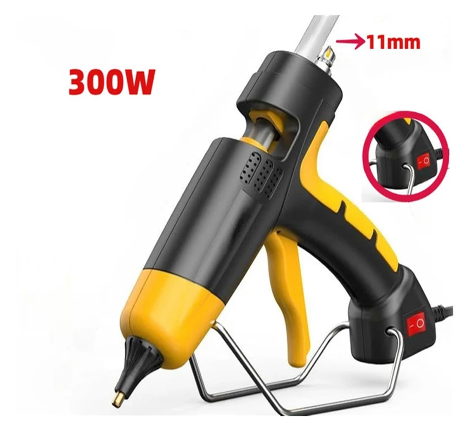 Pistola for colla a caldo da 300 W, display digitale, temperatura regolabile, ugello in rame, usa stick di 11 mm, strumento fai te for la casa, pistola for termica(Yellow,300W-Switch-Y)