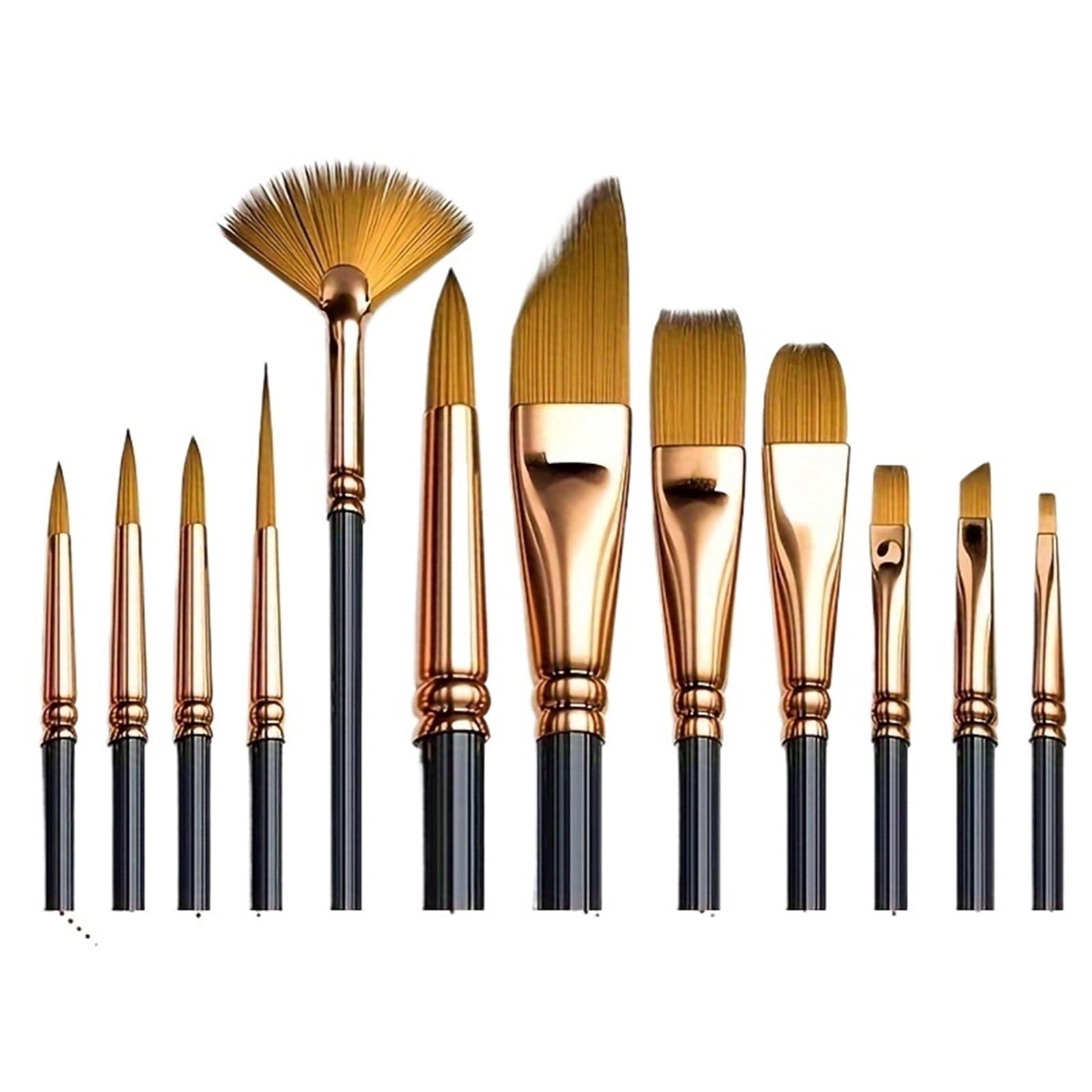 paint brushes 12pcs Artist Paint Brush For Oil, Watercolor, Gouache Painting for home(12pcs Black)