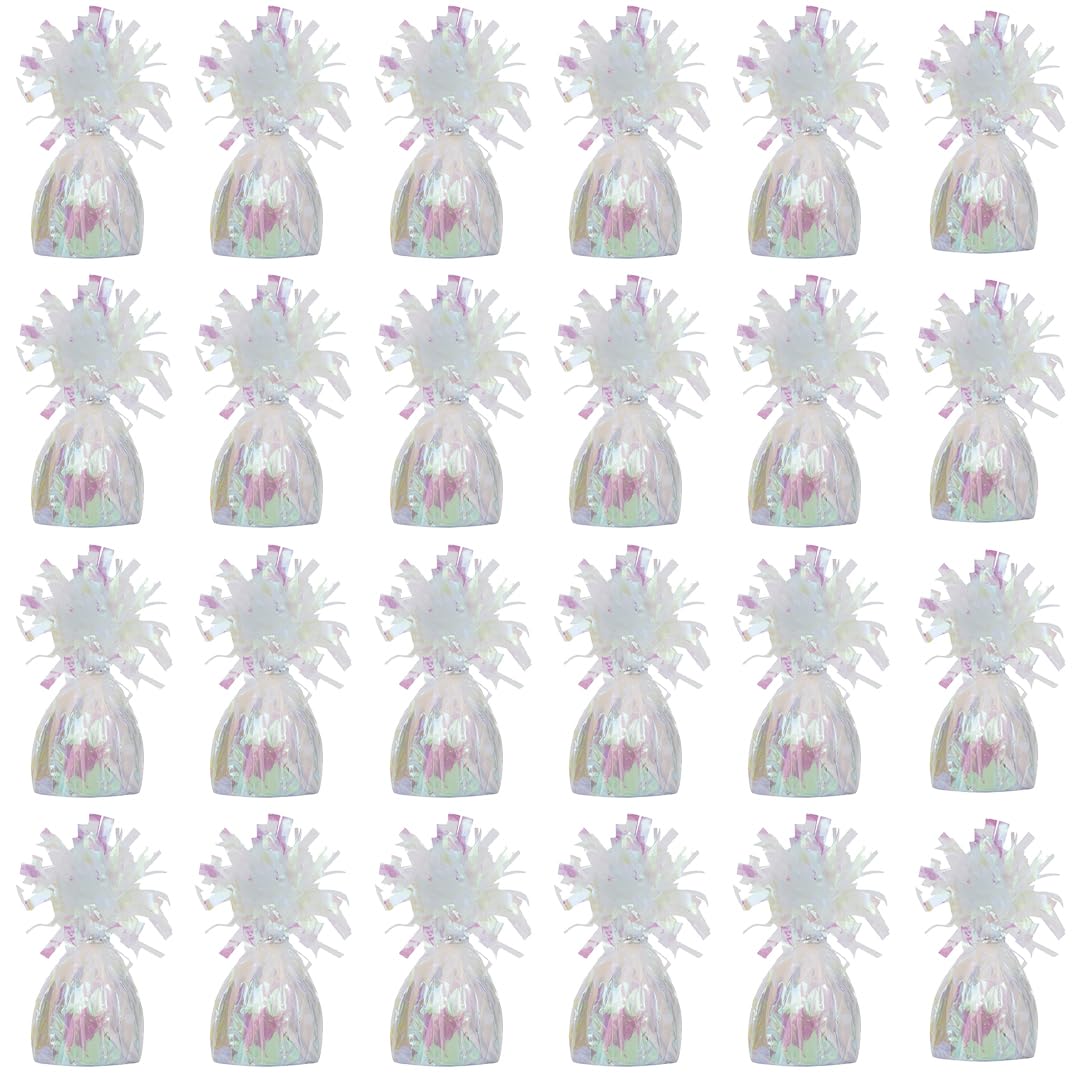 PARTYRAMA.CO.UK Iridescent Foil Helium Balloon Weights 175gr - Pack of 24 - Durable & Colourful Weights for Birthdays Parties, Events & Celebrations - Perfect Balloon Weight Holders — image 1