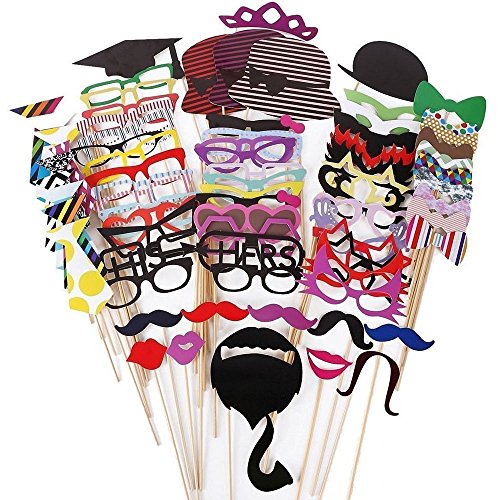 76pcs Photo Booth Props for Party Selfie Props for Wedding Hen Do Baby Shower Birthday Fun Photobooth Party Props for Kids & Adults Photo Booth Props Wedding Photo Props Set