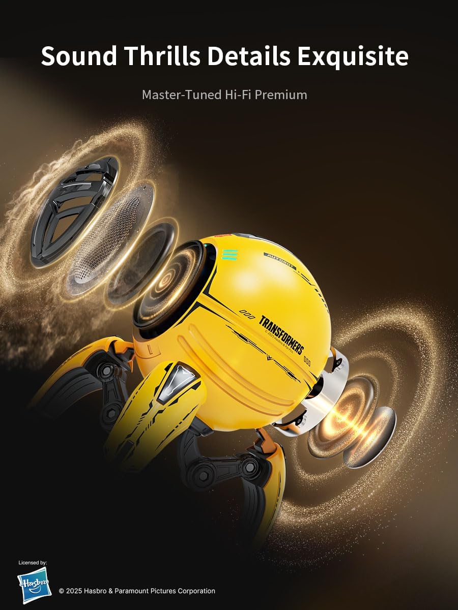 Transformers Bluetooth Speaker, Bluetooth 5.4 Wireless Portable Speaker, Colorful RGB Lights, Stereo Sound Bass, TWS Pairing for Home/Party/Game/Work, Gift Ideas, Yellow - Bumblebee