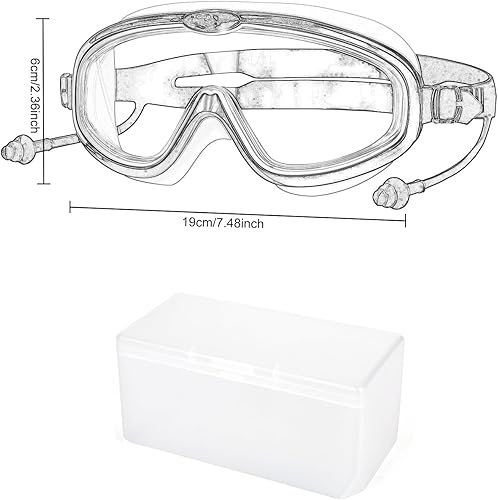 Miniatura 2 de TecHong Gafas de natación para niños  HD marco grande antivaho impermeable gafas de piscina con tapones para los oídos para niños y adolescentes de