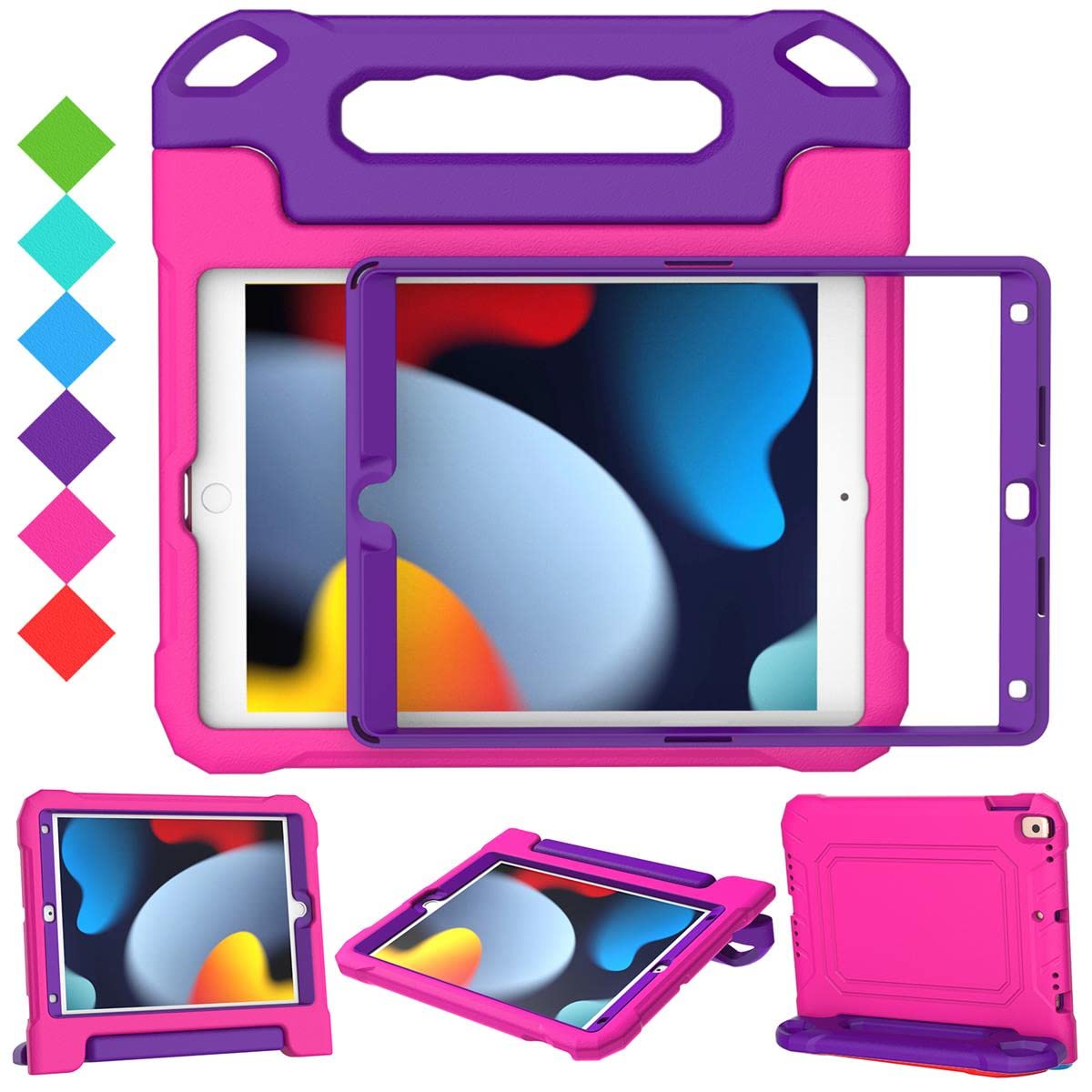 SUPLIK Kids Case for iPad 9th/8th/7th Generation -10.2 inch 2021/2020/2019, Built with Screen Protector, Durable Shockproof Handle Stand Cover for