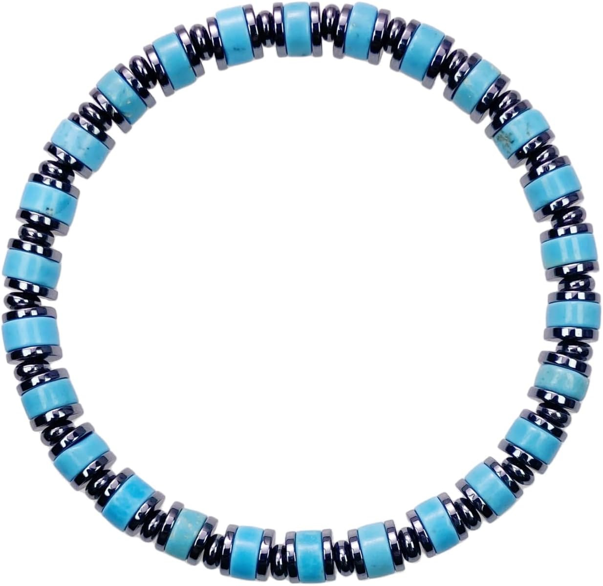 EDEN'S CALL Healing Crystal Stone Bucket Beads Bracelet Hematite Stretch Bracelet for Women and Men Handmade Jewelry Positive Energy Spiritual Gift