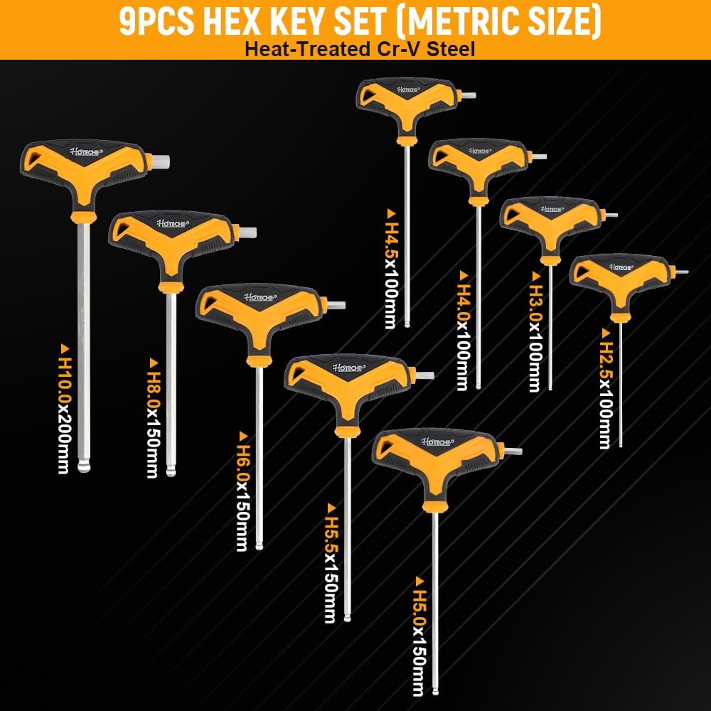 Hoteche - 18-Piece T-Handle Allen Key Set (Trox) Including Storage Box - Allen Key Set including Handle - Image 2