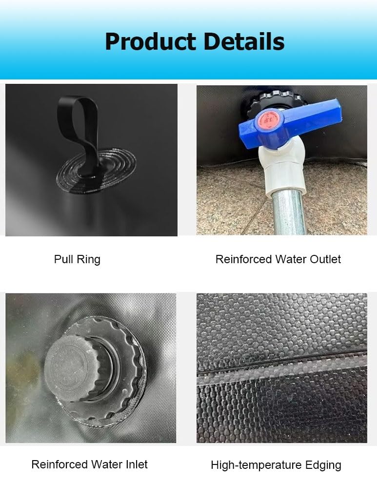 Este depósito de Agua portátil de PVC de 4000 L para caravanas, Camping y Recogida de Agua de Lluvia, contenedor de Almacenamiento de Agua Plegable con Kit de rebosadero (3 x 1,7 x 0,8 m / 1