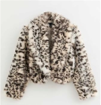 Buy PATAKADEVI Women's Short Leopard Print Faux Fur Jacket Coat