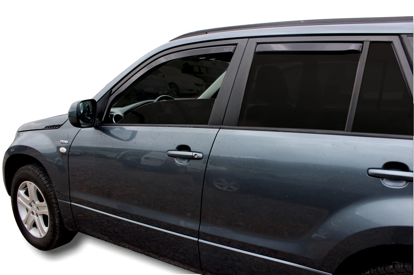 J&J AUTOMOTIVE Deflettori d'Aria per Suzuki Grand Vitara 5-Porte 2005-2015, Set da 4 Pezzi, Nero Fumé Oscurato Heko