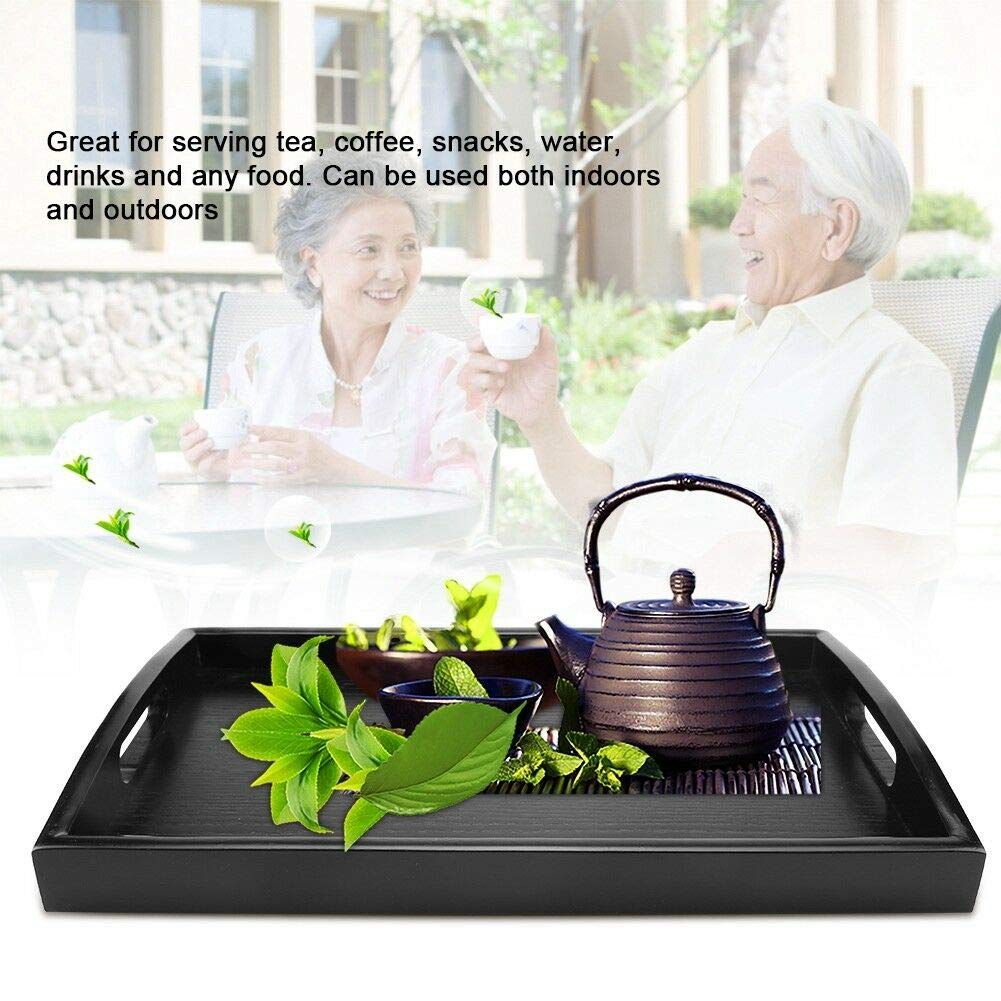 Bandeja antideslizante con asa, 30 x 20 cm, ideal para servicio de alimentos, bebidas, aperitivos, té y café, y utensilios de bar versátiles para un fácil transporte