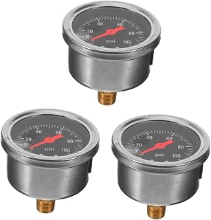 JECOMPRIS 3 Piezas Manómetro De Gasolina Indicador Manómetro Digital Manómetro De Gas Del Motor Probadores Medidor De Presion De Gasolina Black Caja De Acero Inoxidable