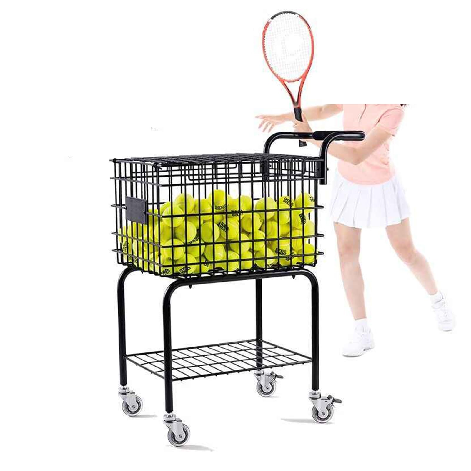 Genérico Caddy Portátil For Coleccionistas De Pelotas | Carro de enseñanza for pelotas de tenis con ruedas rodantes y mango de espuma, construcción resistente for práctica