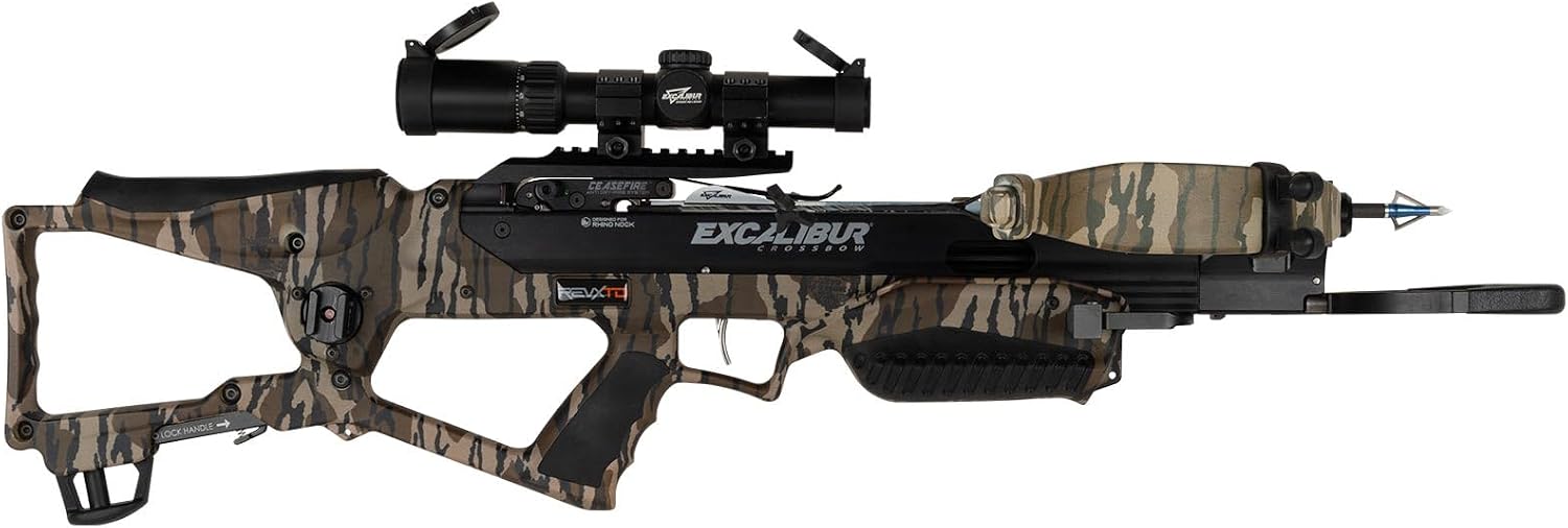 Excalibur RevX TD Crossbow Hunting Package | 400 FPS, Quick-Loc System, ChargerX Integrated Crank, CeaseFire Safety, High-Output Recurve Limbs | Archery Kit w/Soft Case, Scope, Arrows, Quiver