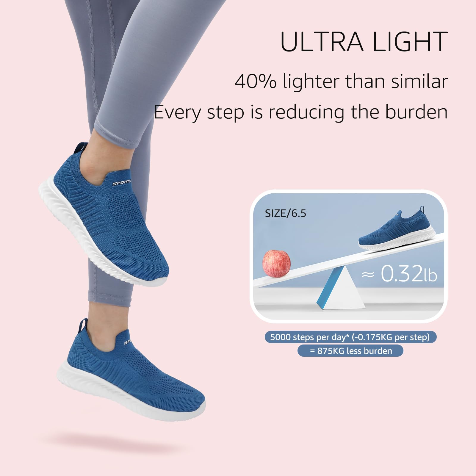 HKR Slip on Scarpe da Ginnastica Donna Senza Lacci Tennis Running Memory Foam Ortopediche Running Camminare Casual Lavoro Comode Sneakers