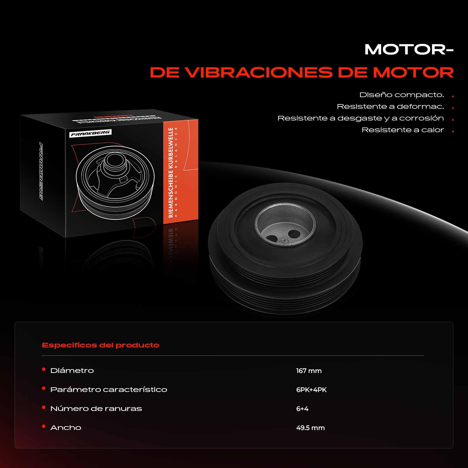 Frankberg Polea de correa del cigüeñal Compatible con Tourneo Custom V362 Bus F3 Transit Bus FB FC FD FS FZ Jumper Boxer Transit V363 Bus FAD FBD Transit Furgoneta FA Replace# 1731716