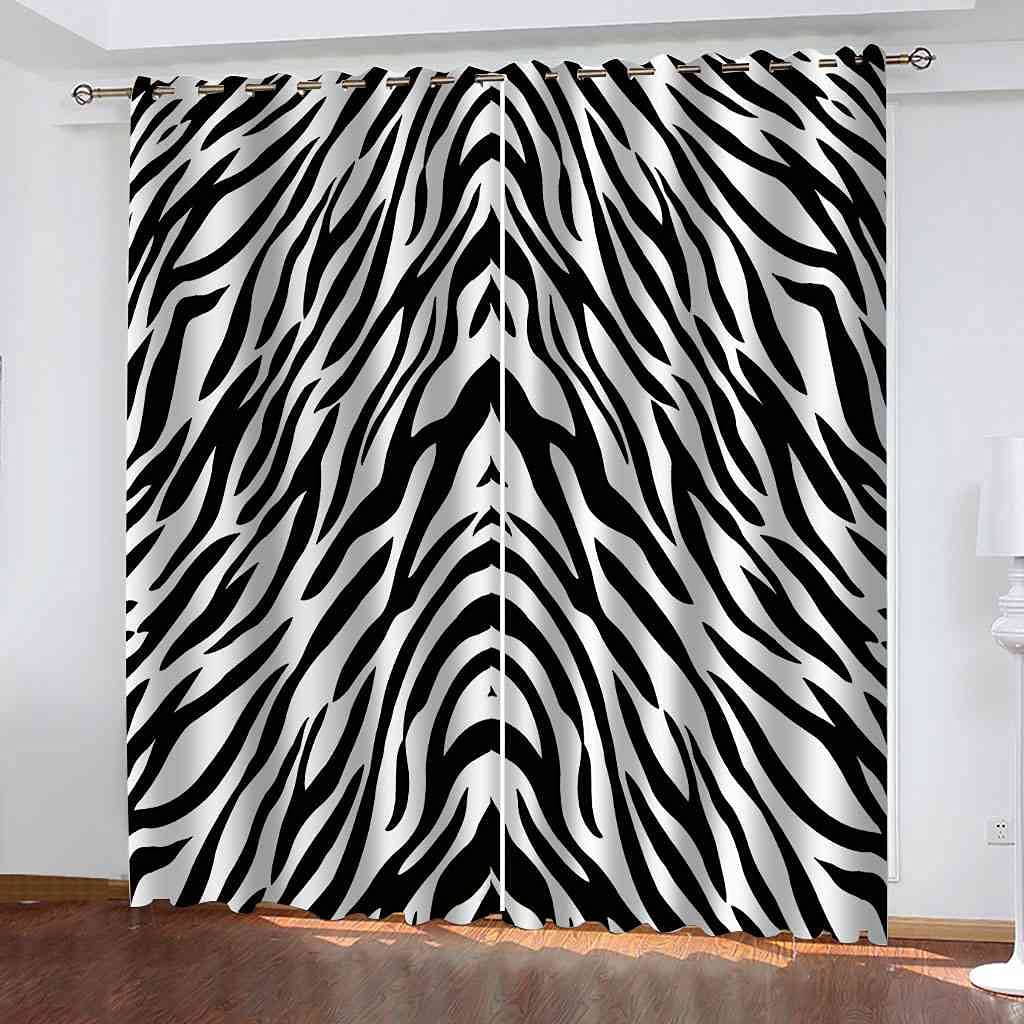 Rideau occultant noir et blanc 140x160 cm pour salon et chambre d'enfants