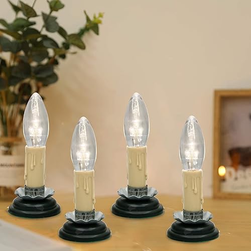 Miniatura 7 de Paquete de 6 bombillas LED C26 de luz nocturna, 3 V de punta de torpedo transparente, bombillas LED de base de candelabro E12 para lámparas LED de
