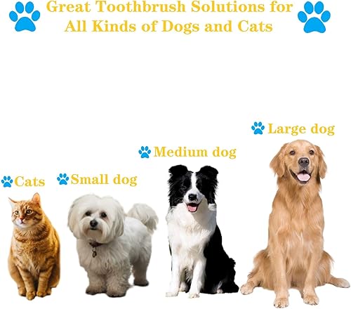 Miniatura 4 de Cepillo de dientes redondo 360 para perro, cerdas suaves de silicona para limpieza de dientes, paquete de 4 cepillos de dientes de perro para razas